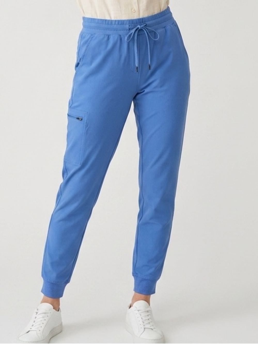 Jaanuu women's jogger Scrub Ceil Blue mid-rise cargo pockets Pants